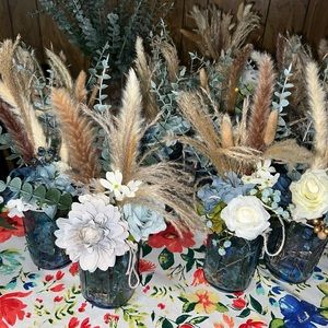 Jars with artificial flower decor